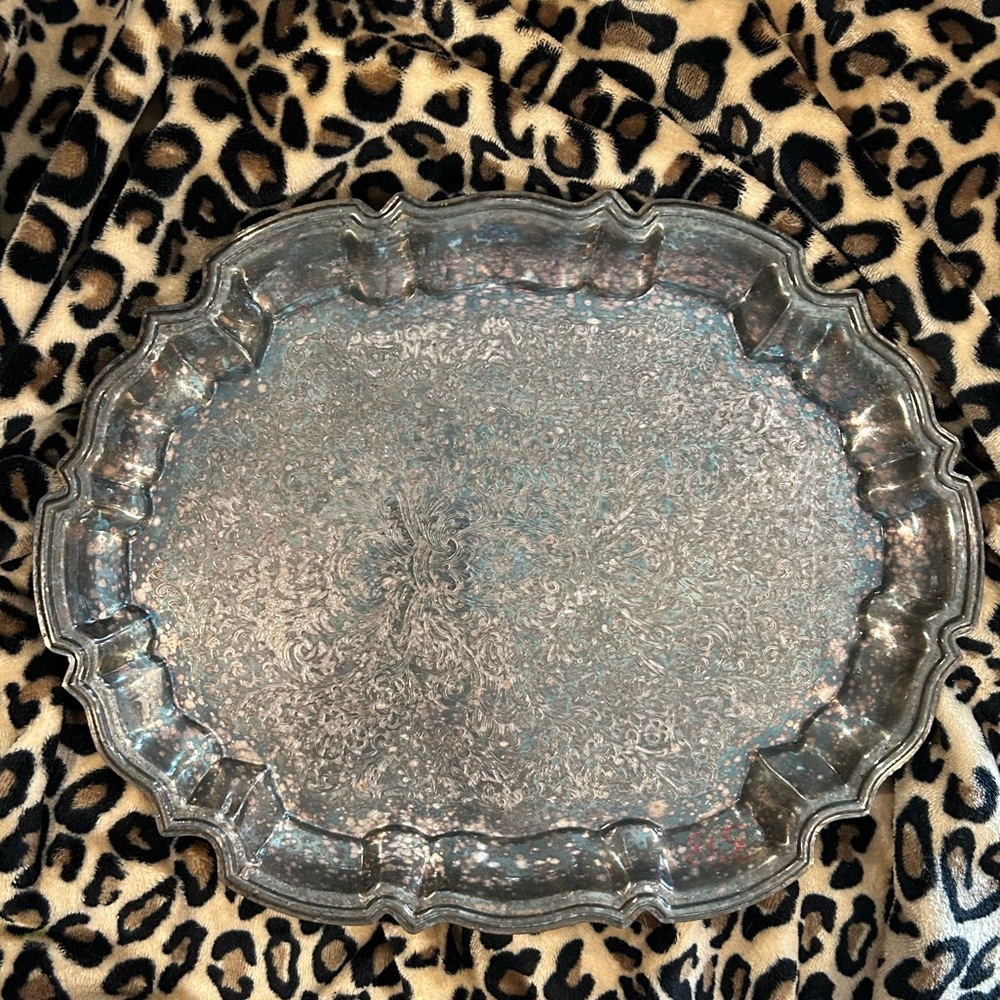 Vintage W&S Blackinton Fine Silverplate Footed Serving Platter Tray 14”x11”